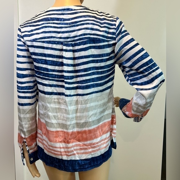 𝅺2/$35 3/$50 Chino’s Stripe Multi Color Long Sleeve Blouse/Tunic Size 00 - Picture 3 of 4